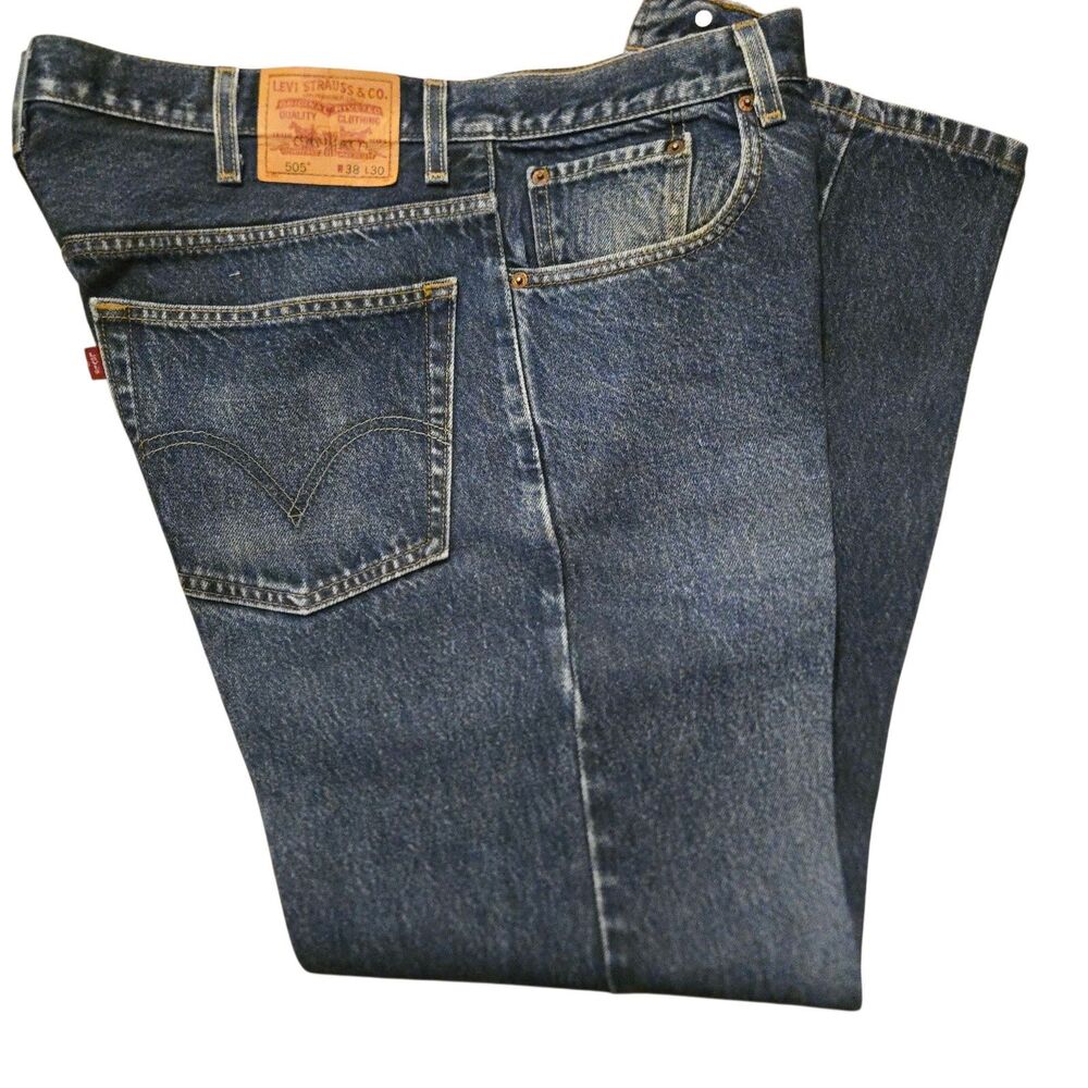 Levi's 505 Mens 38/30  Regular Fit Blue Jeans Minimalist Cowboy Casual